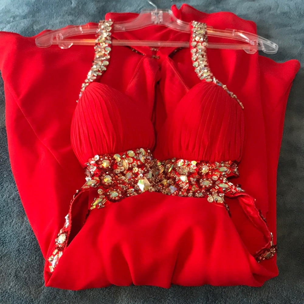 Strappey Jeweled Prom Dress